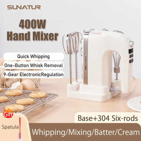 SUNATUR Elektrischer Handmixer – Leistungsstark, vielseitig und leicht zu verstauen